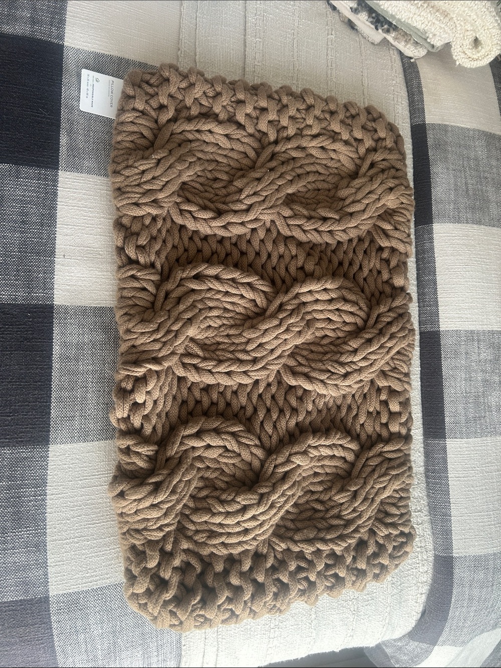 Pottery Barn Chunky Cable Knit Colossal Lumbar Pillow Cover - Bronze